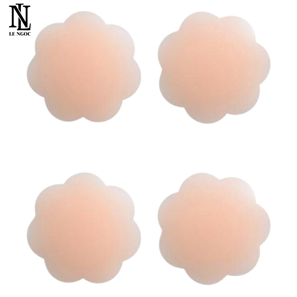 Cặp miếng dán đầu ti, miếng dán ngực silicon hình hoa mai - LN042