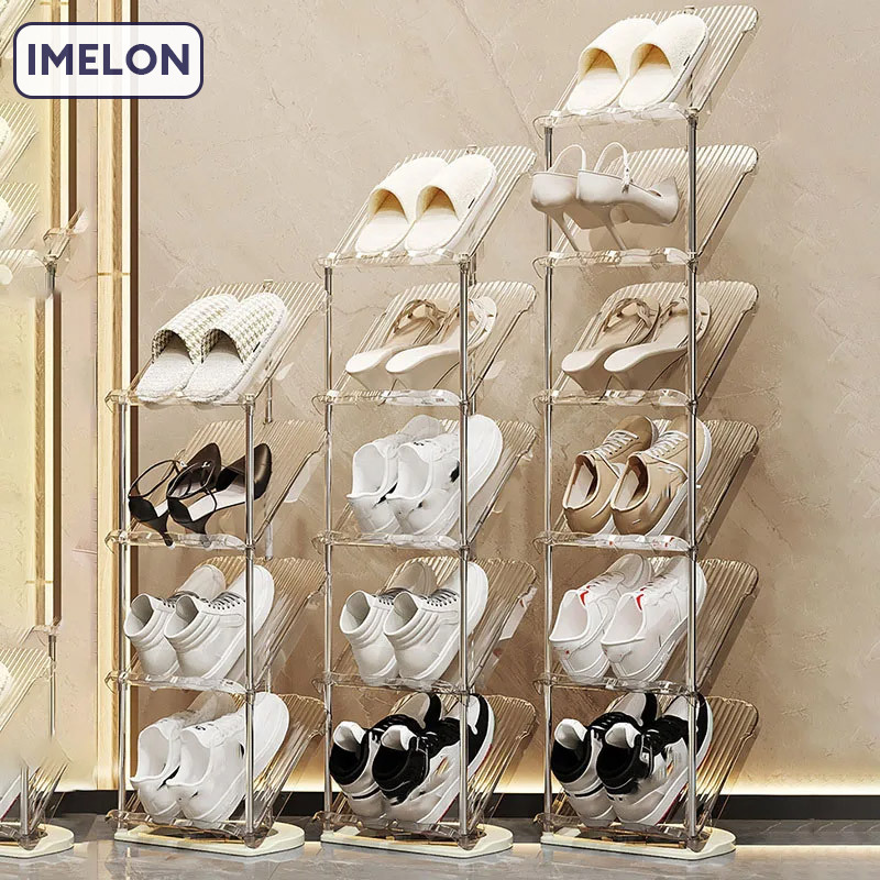 Household shoe rack multi-layer light luxury installation-free space-saving simple stainless steel dormitory shoe cabinet storage rack