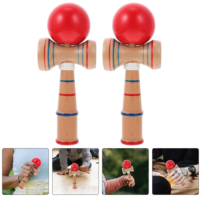 Rosenice 2 chiếc gỗ đồ chơi kendama phối hợp bài tập đồ chơi kendama trò chơi thông thường đồ chơi kỹ năng tay