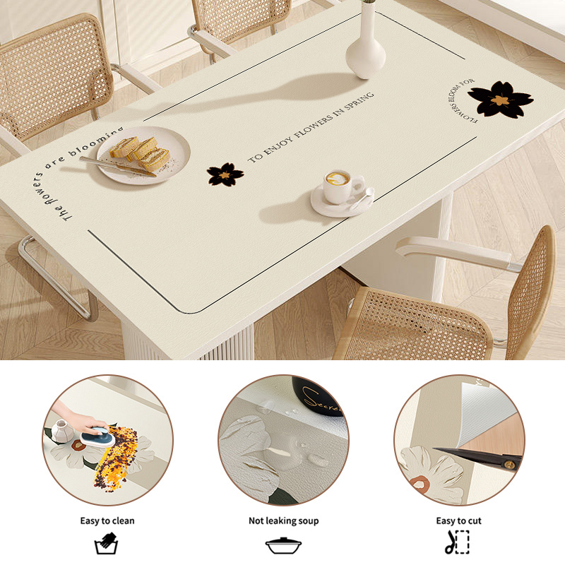 Leather Tablecloth Waterproof Oil-Proof PVC Table Cloth Stain-Resistant Wipeable Rectangle or Square Table Cover