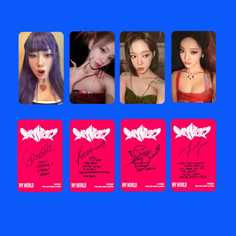 4pcs/set] AESPA 'MY WORLD' UNOFFICIAL Photocards w/ backprint High