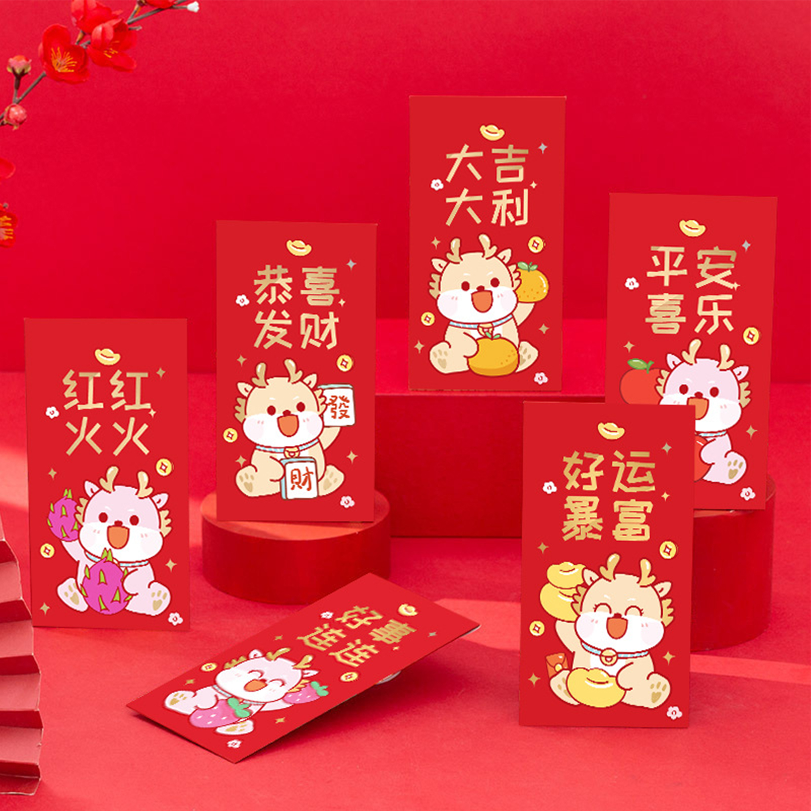 TANBAYA - Iyo Washi Snoopy New Year's Small Envelopes 2024 (DRAGON) (5pcs)