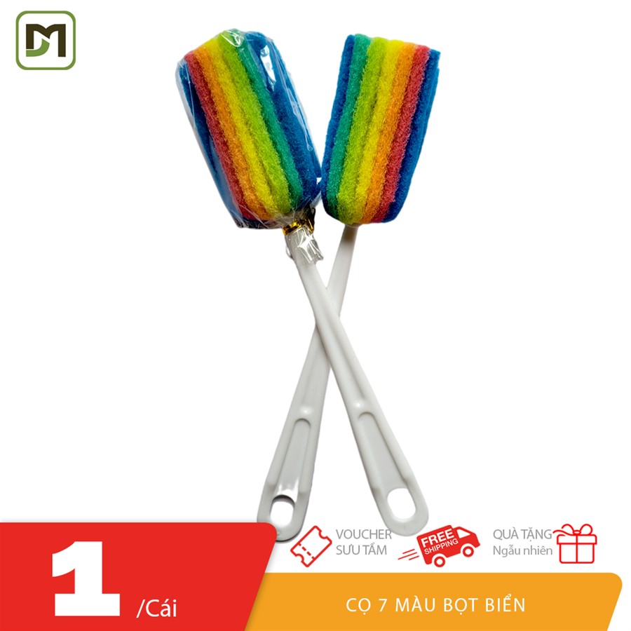 Cọ bọt biển rửa ly cốc chén 7 màu dụng cụ vệ sinh bình sữa