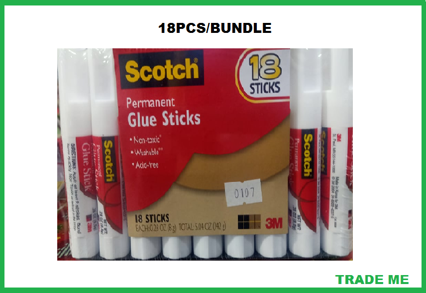 Scotch 3M Permanent Glue Sticks, Clear, Non-toxic, Acid-free, Each 0.28 oz,  6