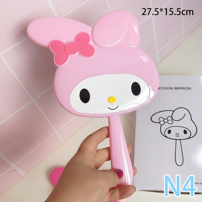 Cartoon Sanrio Hello Kitty Handheld Makeup Mirror Kawaii Kt Cat Handle Make Up Mirrors Girl Birthday Gift. 