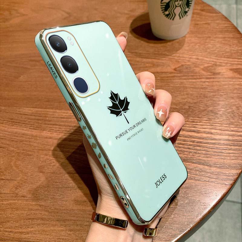 For Vivo Y19S Case Shining Maple Leaf Design soft plating For Vivo Y19S Back cover Phone Cases
