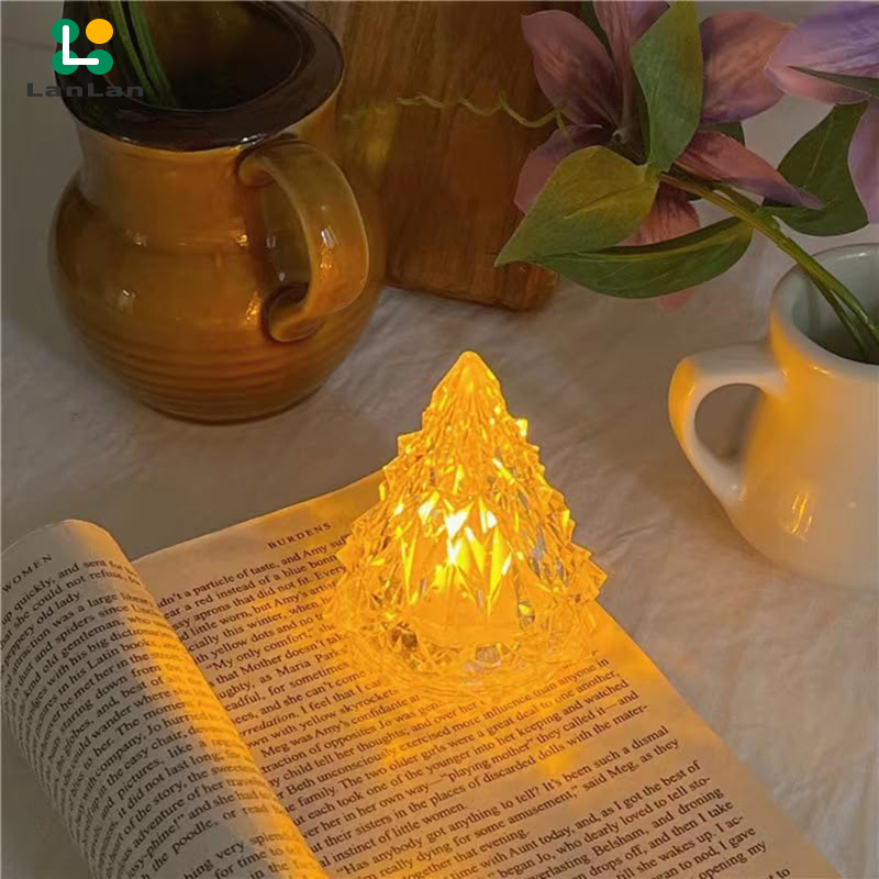 Led Iceberg Ambiance Lights Built-in Button Battery Eye-Protection Crystal Mini Christmas Tree Light