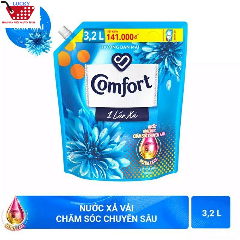 Nước xả vải Comfort 1 lần xả - Hương ban mai túi 3.2 lít