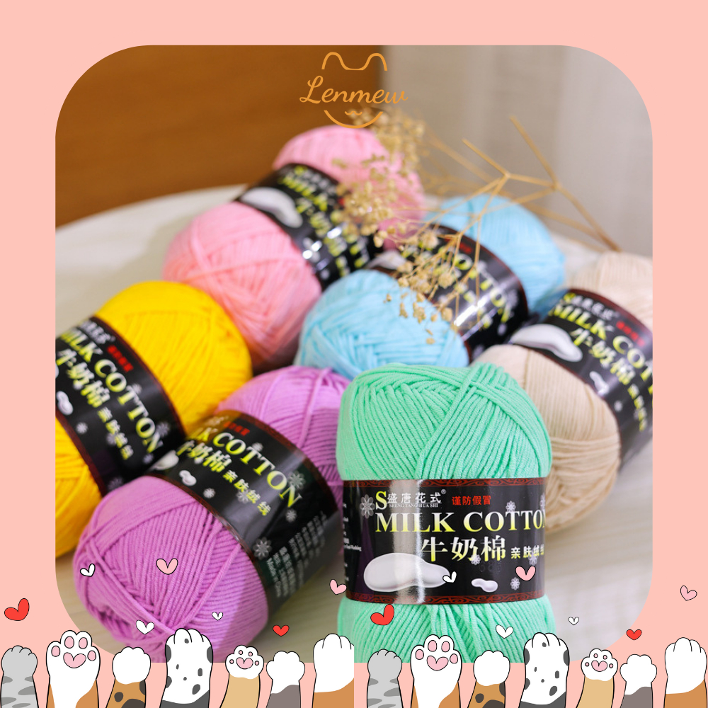 Len Milk Cotton 125G (Loại 1) (Bảng Màu 01 - 50)