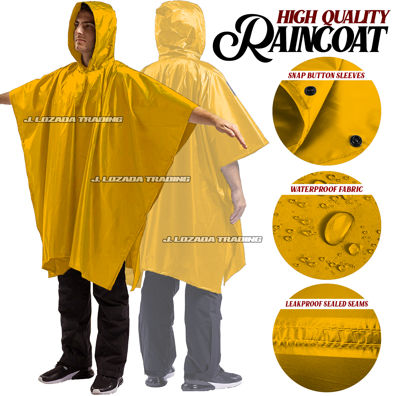 HIGH QUALITY RAINCOAT, KAPOTE, VULCANIZE STITCH WITH BAG (MAKAPAL PVC MADE) 100 WATER PROOF