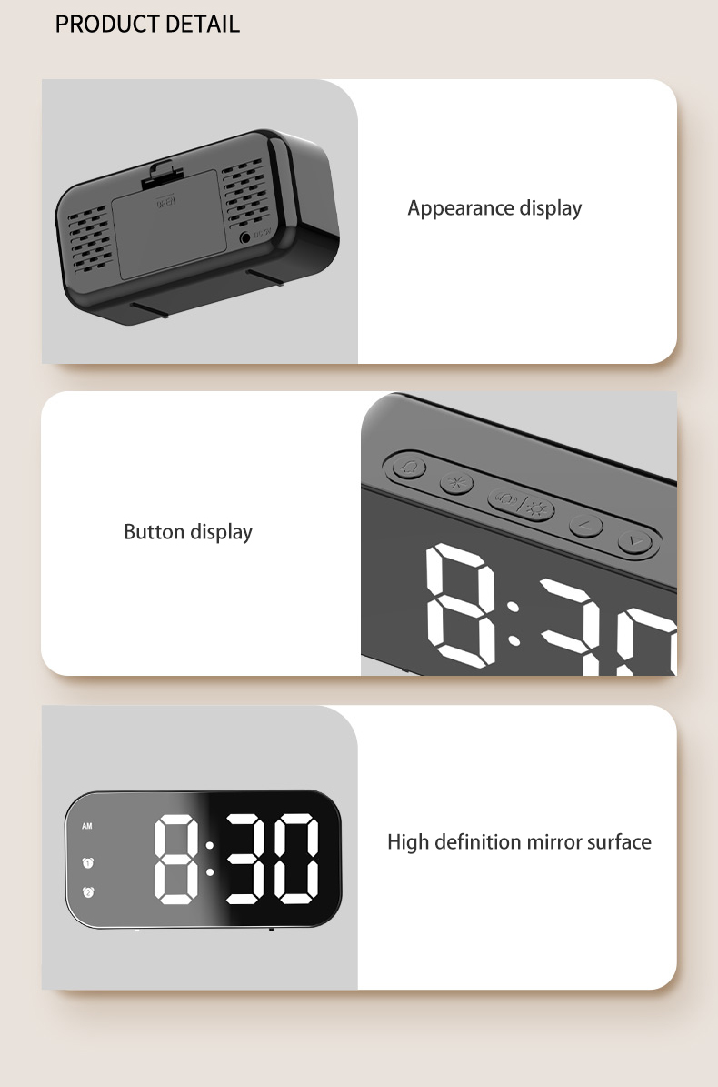 Simple LED electronic alarm clock clock student plug-in dual-purpose small alarm clock digital clock voice activated temperature clock