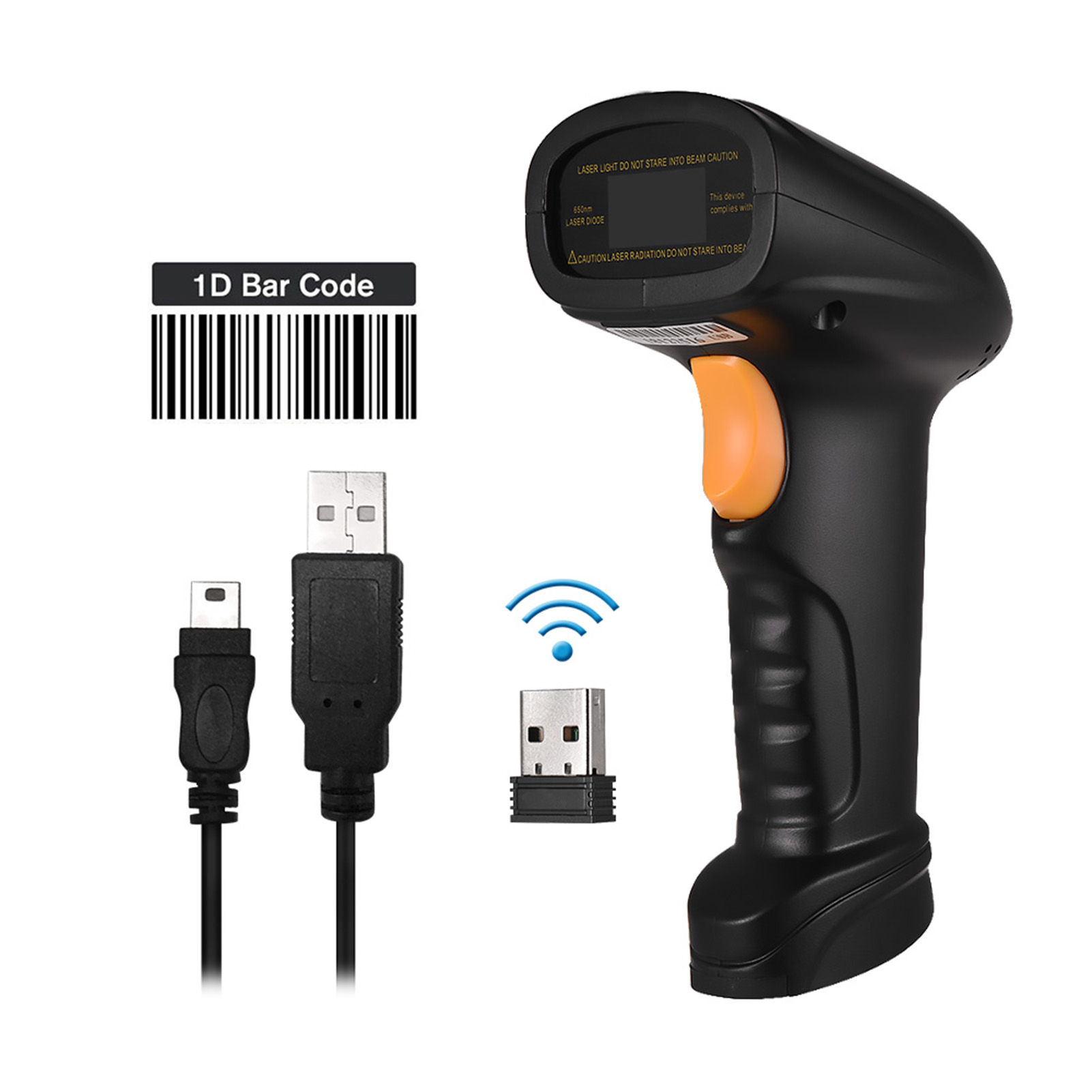 Aibecy 2-in-1 2.4G Wireless Barcode Scanner & USB Wired Barcode Scanner Handheld 1D Bar Code Scanner Reader Storage up to 120000 Bar Code with Rechargeable Battery Mini USB Receiver USB Cable for Computer Laptop