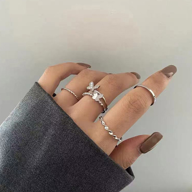 3Pcs/4Pcs%20Hip%20Hop%20Punk%20Open%20Adjustable%20Rings%20Set%20Womens%20Ring%20Butterfly%20Metal%20Finger%20Ring%20ZHIXING%20-%20Image%203
