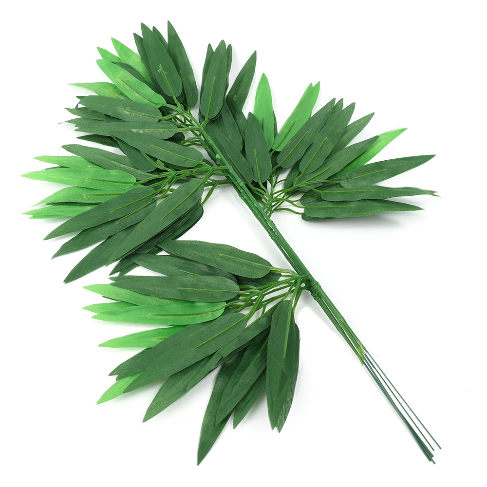 10pcs Artificial Green Plants Leaves Bamboo Branches Branch Garden Bamboo Leaf Home Decoration Fake Bamboo