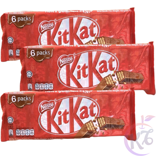 Combo 3 bịch Bánh xốp phủ Socola Kitkat 2F dây 6 Thanh gói 102g - Nestle Cocoa - banh xop phu socola