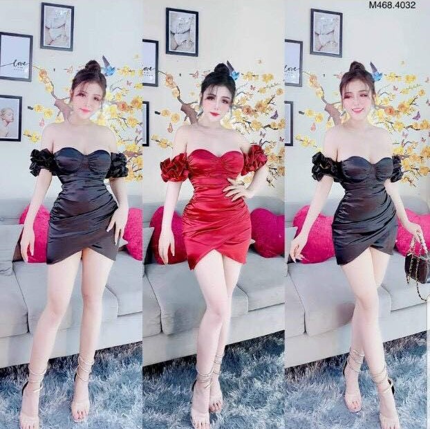 Đầm body ôm trễ vai thiết kế lụa satin ( có mút ) fashionzero