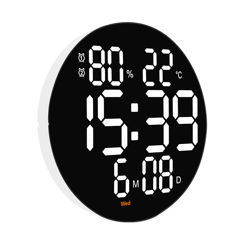 Clock 10 inch simple LED wall clock multi-function clock electronic clock mute temperature and humidity alarm clock