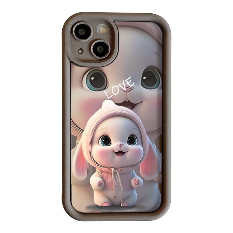 Dirty old man Fashion Lovely Pink Rabbit Phone Case For iPhone 15 14 13 Pro Max 12 11 Mini XR XS X 7 8 Plus SE2 Soft Silicone Shockproof Cover Shell. 