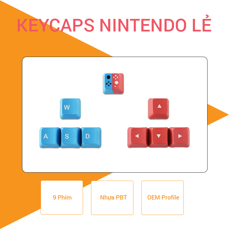 Bộ 9 phím lẻ keycaps Nintendo | OEM Profile | Keycaps nhựa pbt | Keycaps lẻ cho bàn phím cơ