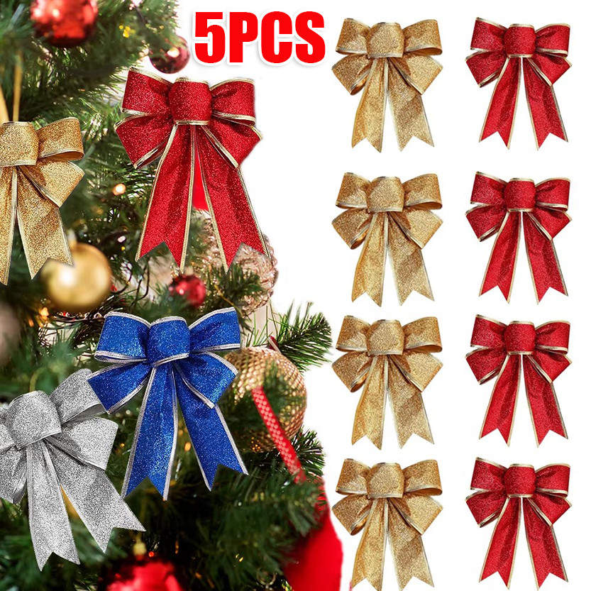 90 Pcs Christmas Tree Bows - 2.36 Inch Mini Ribbon Ornaments In Gold Red Silver