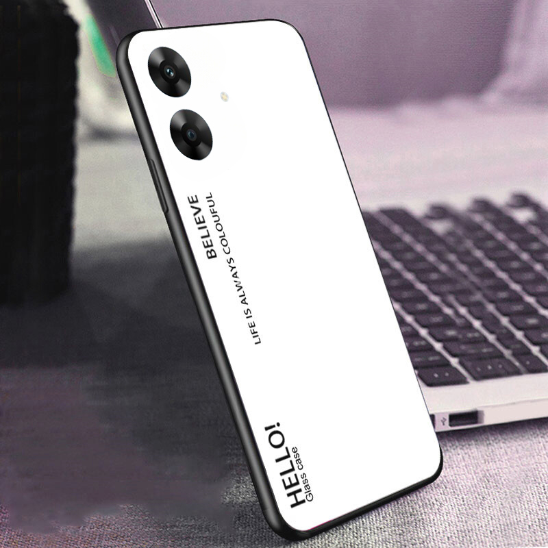 For Realme Note 60 60X Phone Case Gradient 9H Tempered Glass Protector Colorful Soft Edge for Realme Note 60X Cover Casing HP.