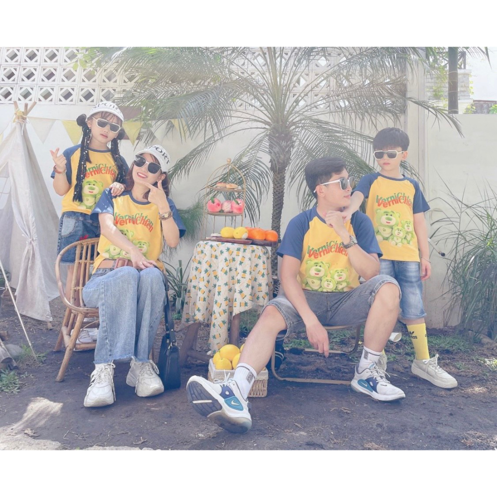 Set Đồ Đôi Gia Đình Gấu Bơ VÀNG DD08