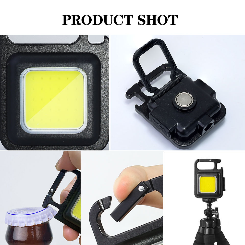Mini LED Pocket Flashlight Keychain Light Portable Mutifuction Flashlight Work Light USB Rechargeable With Corkscrew for Outdoor Camping Light Small Light