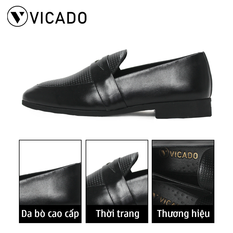 Giày nam da bò công sở Vicado VA1068 màu đen