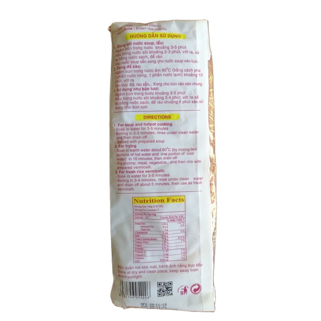 [HCM]Bún gạo lứt Sa Giang 200g (date luôn mới)