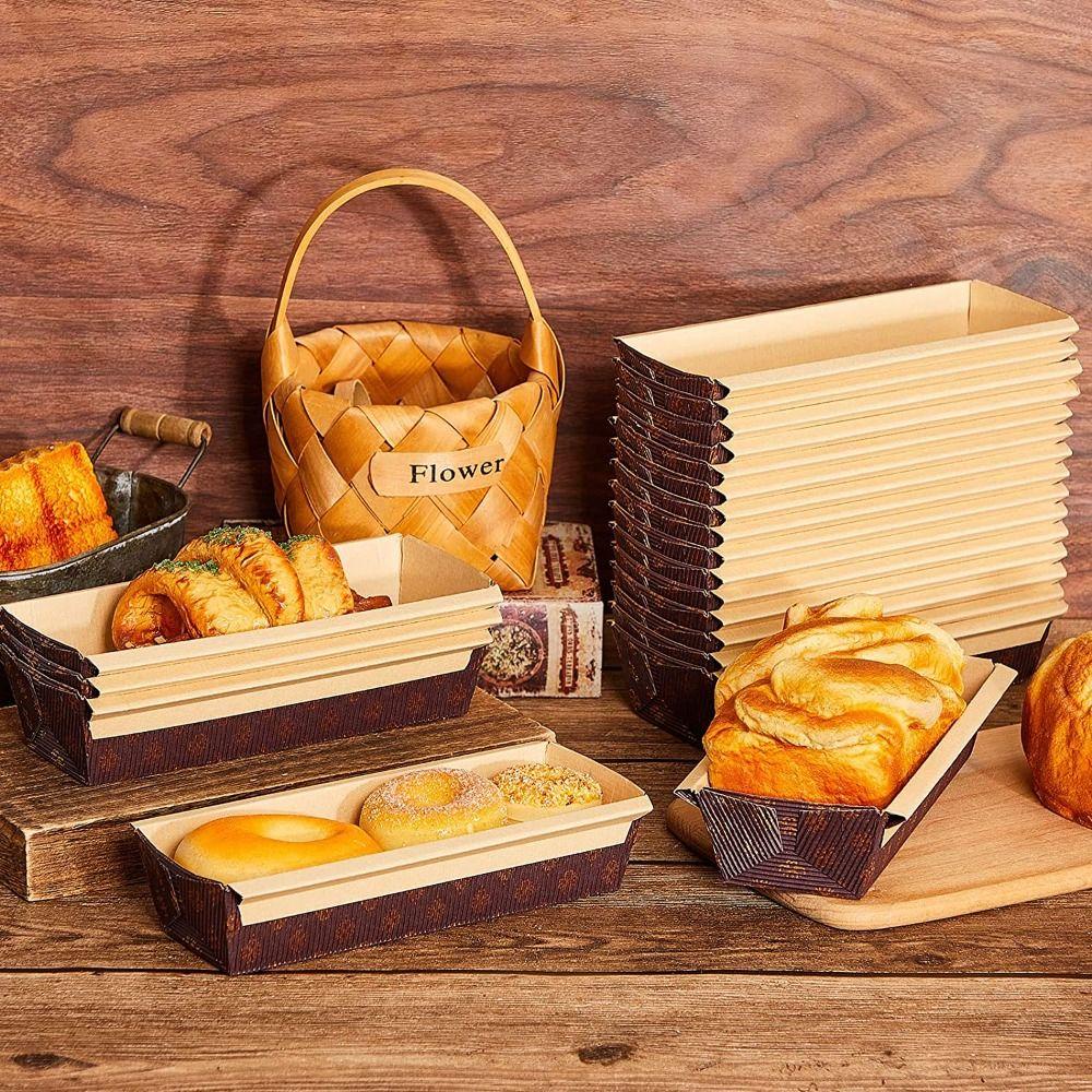 FALLFORBEAUTY Paper Loaf Pans 25Pcs Bakery Rectangle Kraft Cake Liner