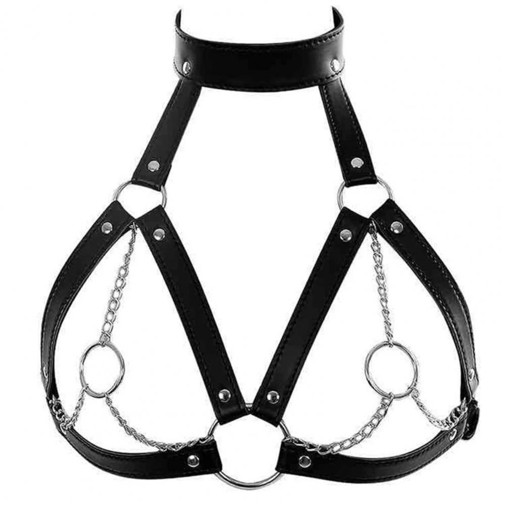 Comfortable Universal Female Punk Sexy Body Harness Bra Faux Leather Sexy Bra Strap Hollow Out For Home