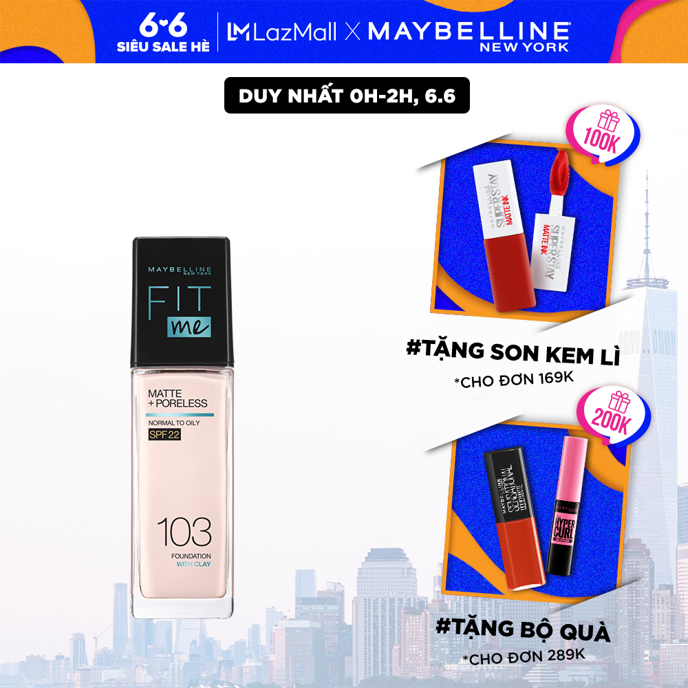 Kem Nền Mịn Nhẹ Kiềm Dầu Fit Me Maybelline New York Matte Poreless Foundation 30ml