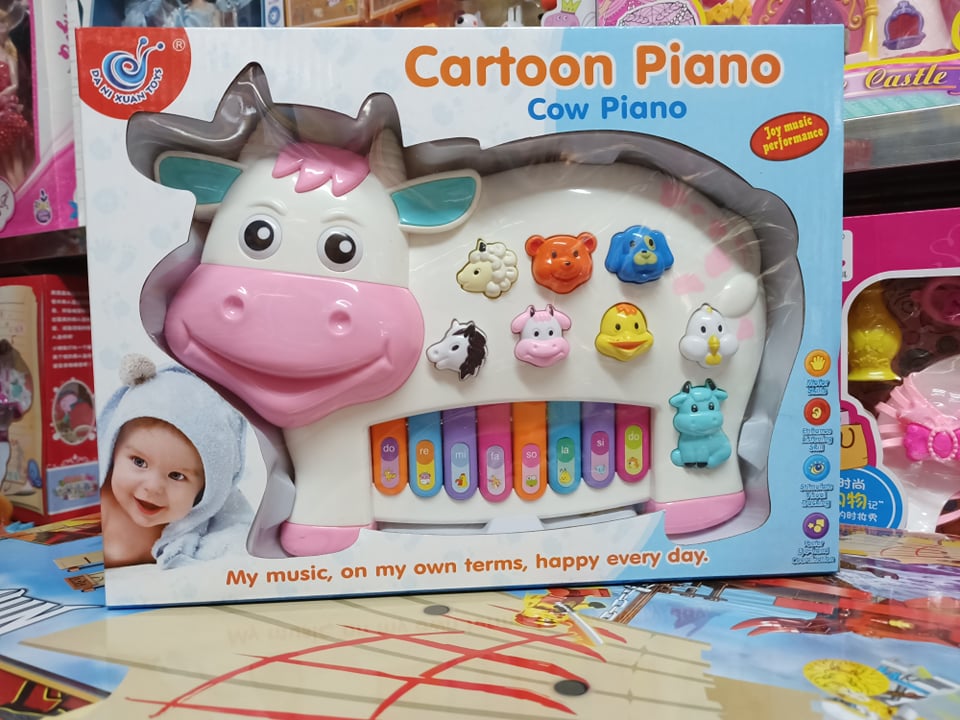 Đàn piano đồ chơi âm nhạc tặng kèm pin - cow piano cartoon piano