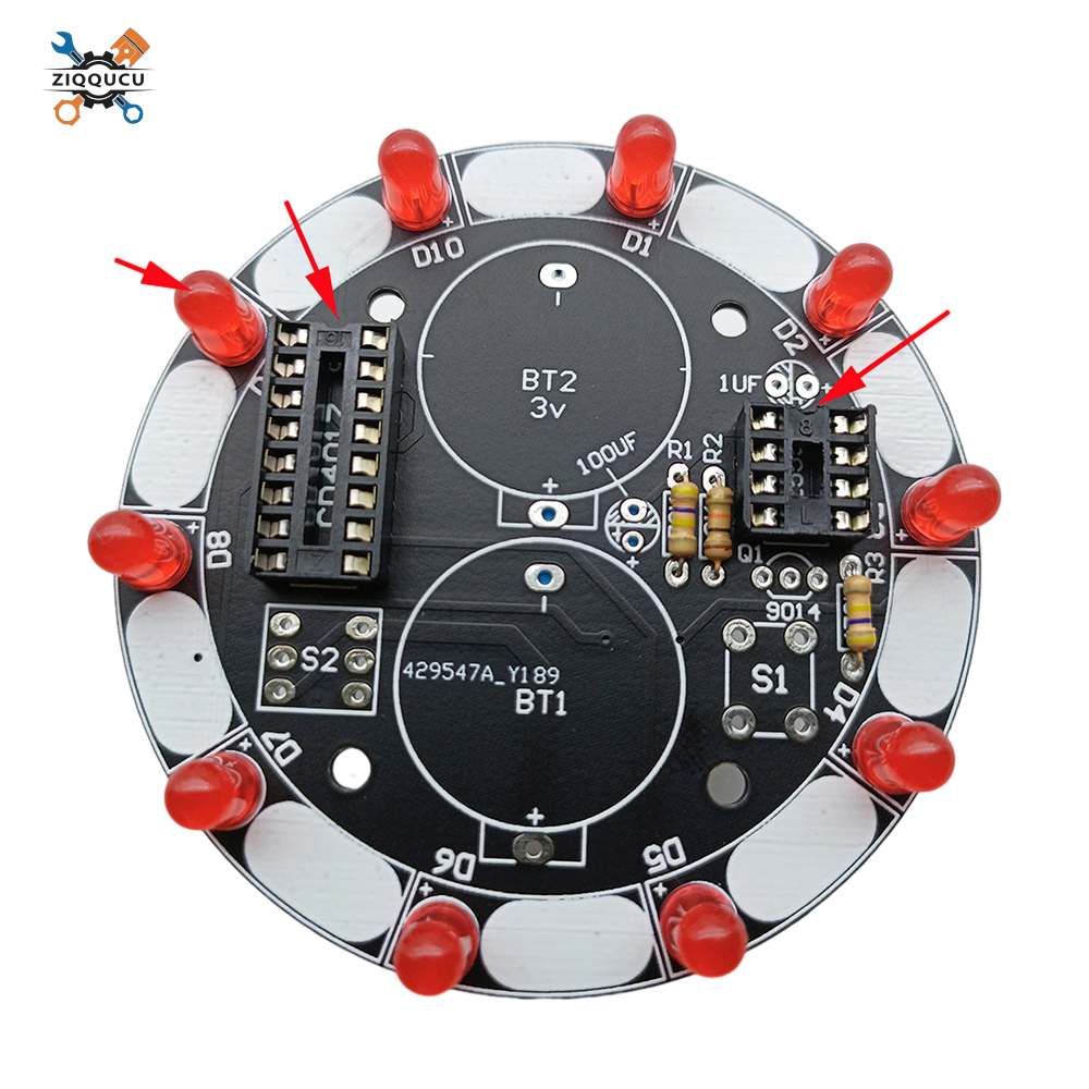 Ziqqucu Lucky Turntable LED Flashlight DIY Electronic kit Welding Project Training Module DIY Kit for Learning Training