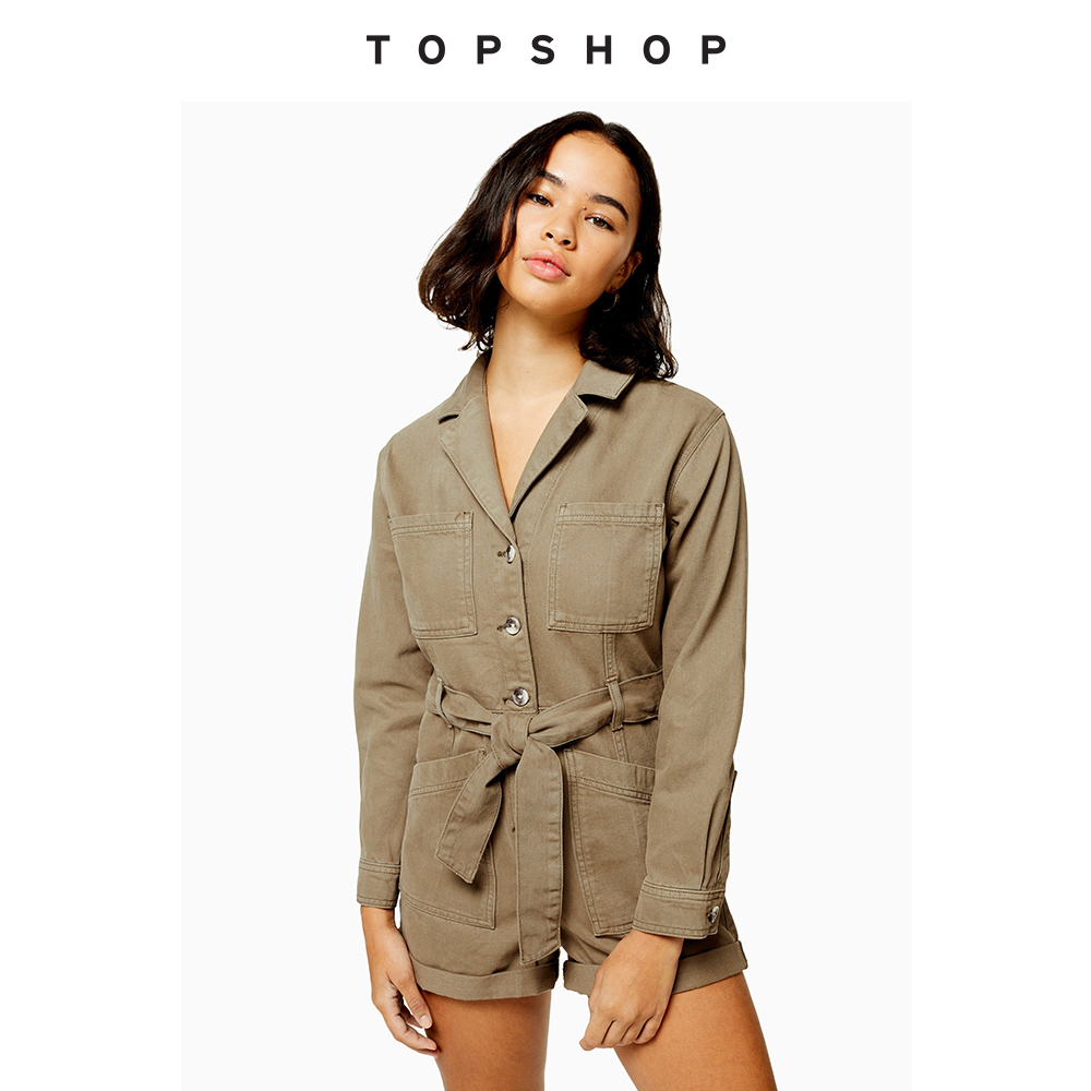 topshop black denim playsuit