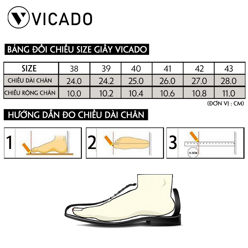 Giày nam da bò công sở Vicado VA1068 màu đen