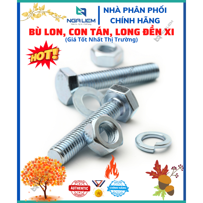 Bù Lon, Con Tán, Long Đền Xi Đủ Kích Cỡ - Bu lông (12ly, 14ly, 16ly, 18ly, ...) (TẶNG Tán và Long Đền)