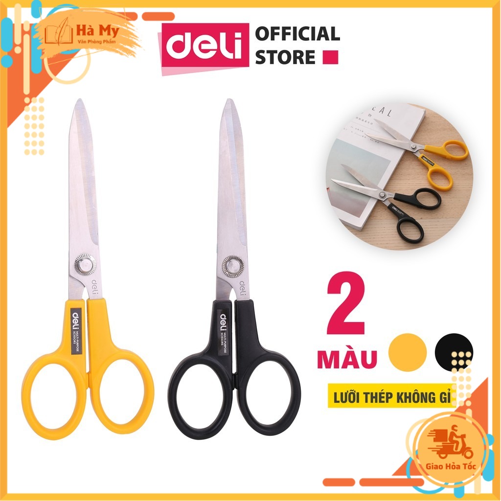 Kéo Cắt Đa Năng Deli 202mm E6014 Lưỡi Thép Không Gỉ Sắc Bén Siêu Bền