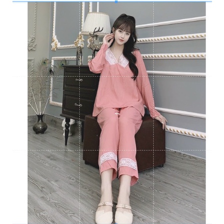 Bộ bầu dài bầu cổ ren, khoá ti lụa sau sinh