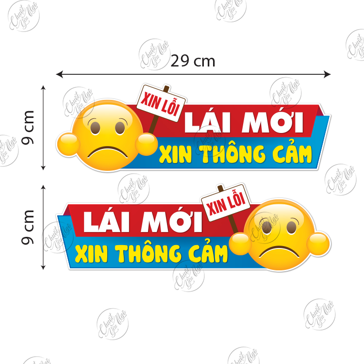 Combo 2 miếng decal xin lỗi lái mới xin thông cảm sticker chống nước logo dán xe trang trí ô tô chất lượng cao