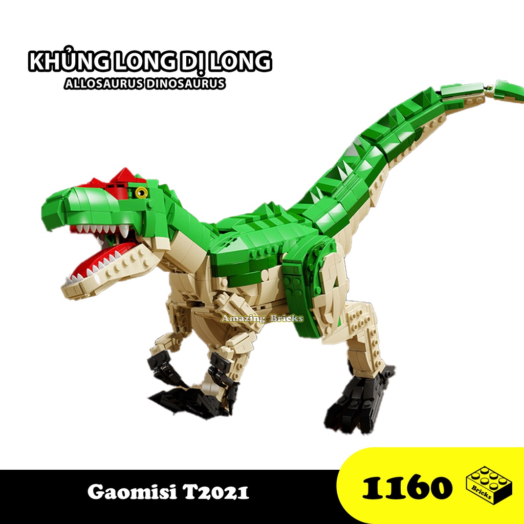 Đồ chơi Lắp ráp Khủng Long Allosaurus, Gaomisi T2021 Dinosaurus, Xếp hình thông minh, Mô hình khủng long