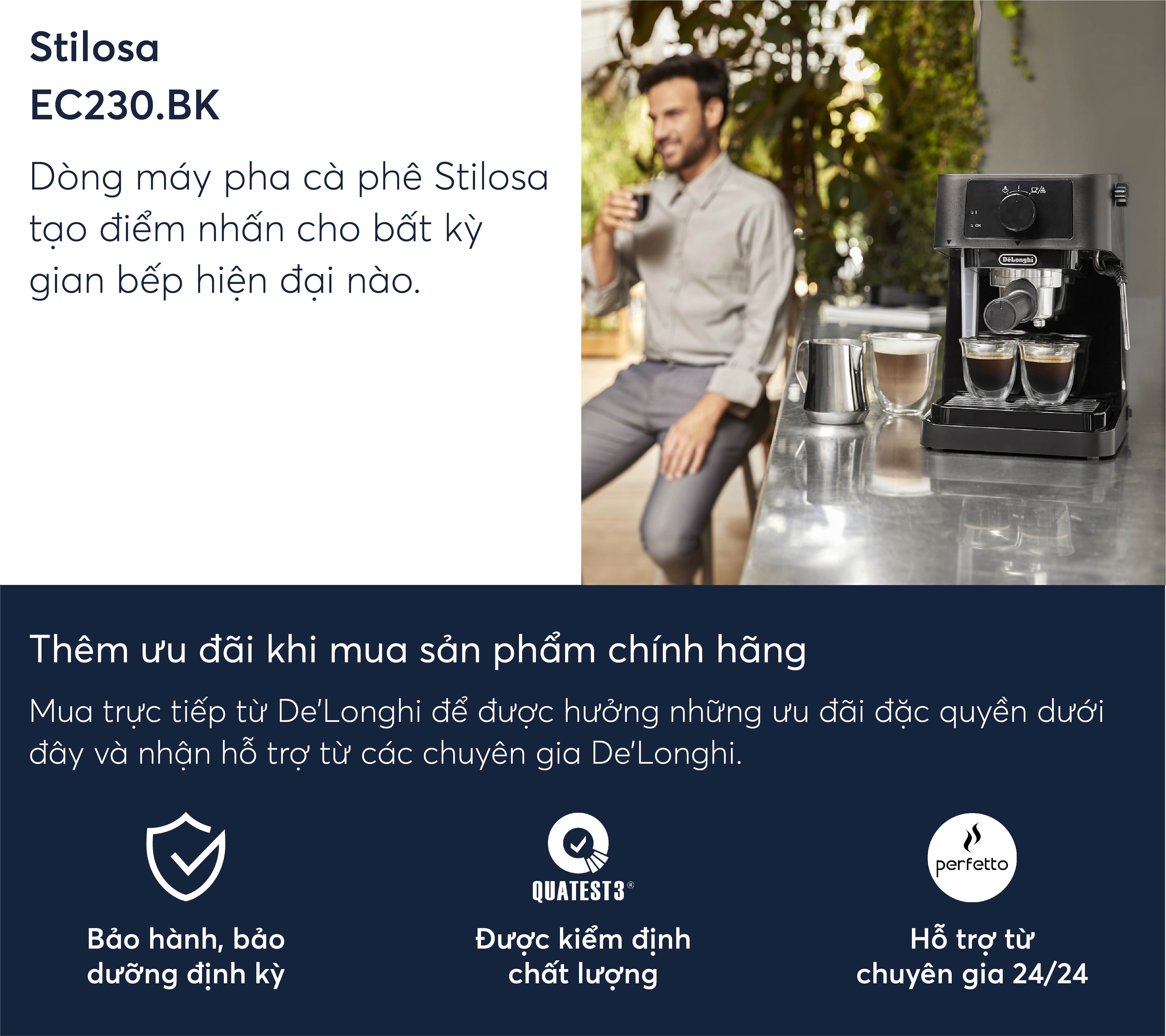 Máy pha cà phê espresso DeLonghi Stilosa EC230.BK