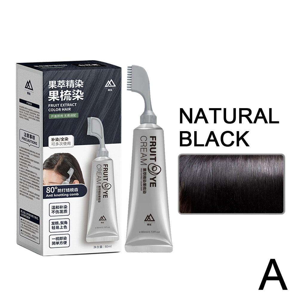 80ml Fruit Dye Cream Hair Colors Dyed Cream With Comb Black Chestnut Brown,black Brown Plant Hair Dye Covering Gray Hair For The Elderly White-haired Pregnant Women Can Use