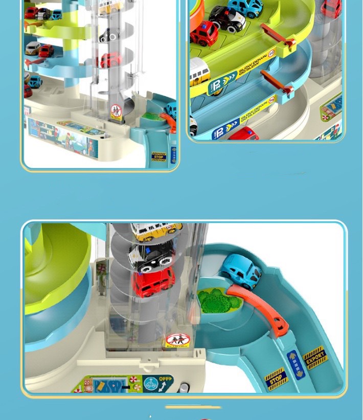 Đồ chơi mô hình garage bãi xe thông minh, đồ chơi cho bé, đồ chơi chạy pin gồm 4 xe ô tô_Đồ chơi Bingkids