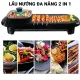 Bếp lẩu nướng, Nồi nướng lẩu 2 in 1 đa năng, Không Khói, - Nướng Nhanh - Tiết Kiệm Điện. 