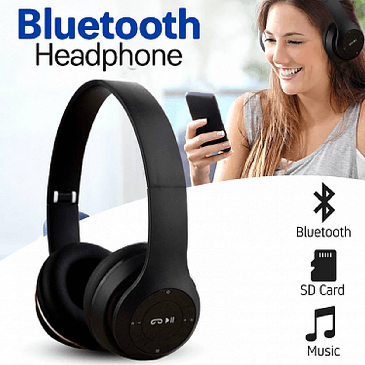 P47 Wireless Bluetooth Foldable Headset With Microphone FOR All cell phones and laptop used