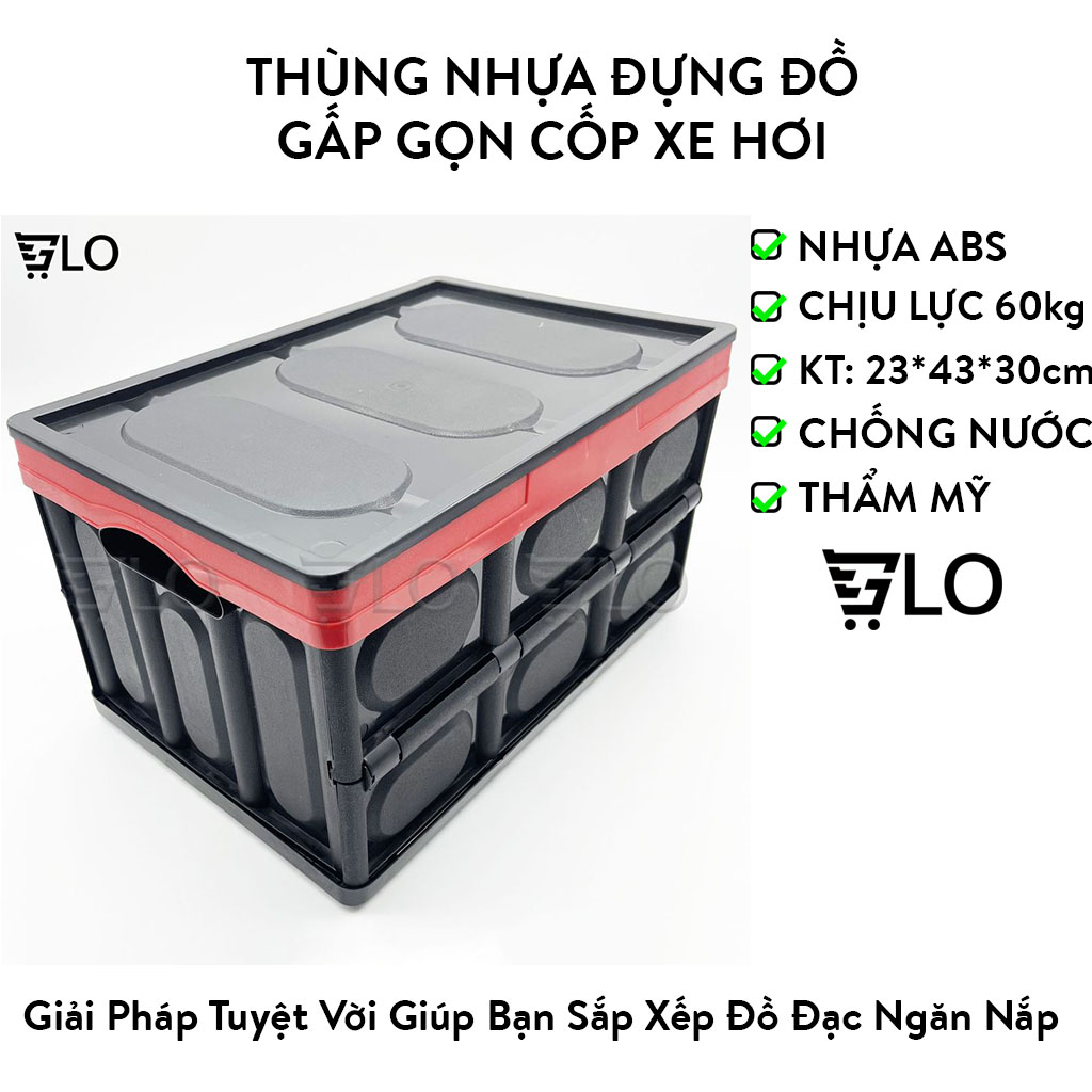 Thùng nhựa đựng đồ gấp gọn cốp xe hơi đa năng