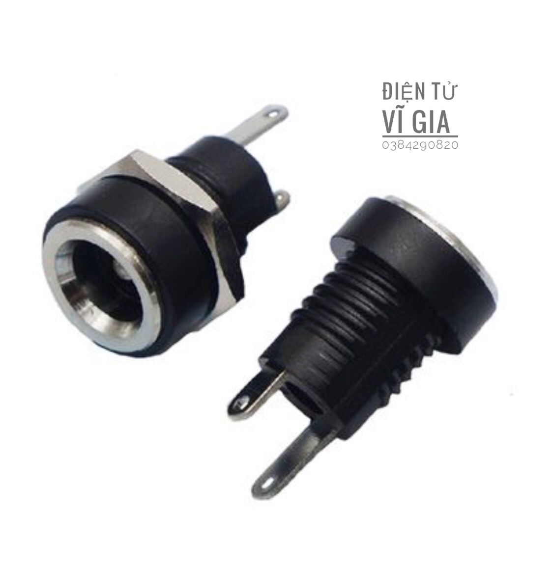 Jack DC cái kích thước 5.5mm x 2.1mm kèm đai ốc