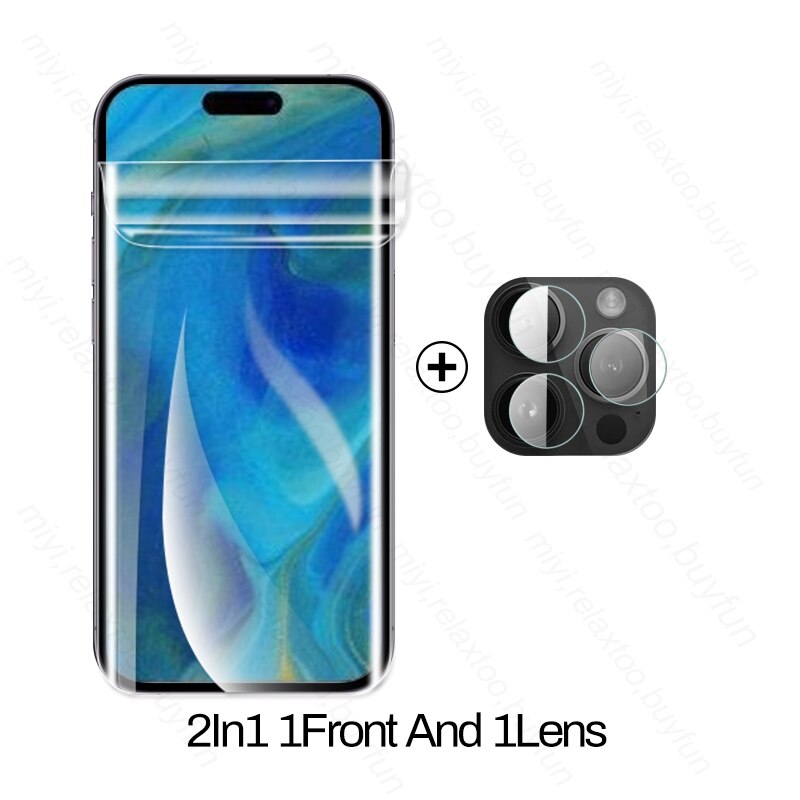 Front Back Hydrogel Film For Iphone 15 pro max Screen Protector Film  Iphone15 plus iphone15 promax Camera Lens Protective Glass - AliExpress