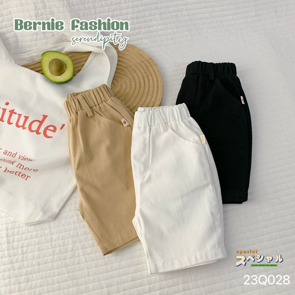 Quần kaki lửng basic cho bé trai, quần đùi thô mềm Bernie dáng dài